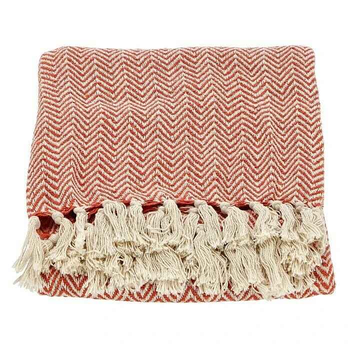 BAUHAUS Decke Zigzag Rostrot, 170 X 130 Cm, 100 % Baumwolle 3 BAUHAUS Decke Zigzag Rostrot, 170 X 130 Cm, 100 % Baumwolle