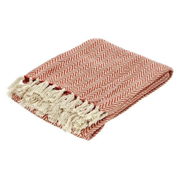 BAUHAUS Decke Zigzag Rostrot, 170 X 130 Cm, 100 % Baumwolle 4 BAUHAUS Decke Zigzag Rostrot, 170 X 130 Cm, 100 % Baumwolle – Bild 2