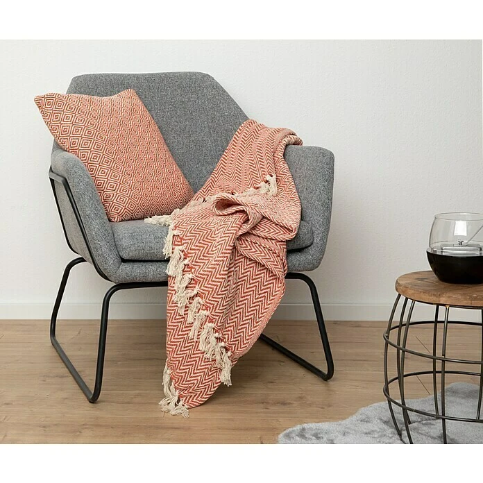 BAUHAUS Decke Zigzag Rostrot, 170 X 130 Cm, 100 % Baumwolle 5 BAUHAUS Decke Zigzag Rostrot, 170 X 130 Cm, 100 % Baumwolle – Bild 3