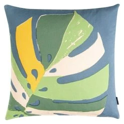 BAUHAUS Kissen Monstera Blau, 45 X 45 Cm, 100 % Baumwolle