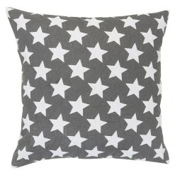 BAUHAUS Elbersdrucke Kissen Stars Allover, Anthrazit/Weiß, 45 X 45 Cm, 100 % Baumwolle