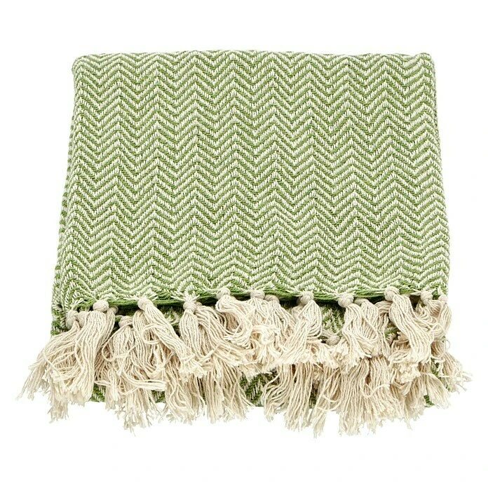 BAUHAUS Decke Zigzag Grün, 170 X 130 Cm, 100 % Baumwolle 4 BAUHAUS Decke Zigzag Grün, 170 X 130 Cm, 100 % Baumwolle – Bild 2