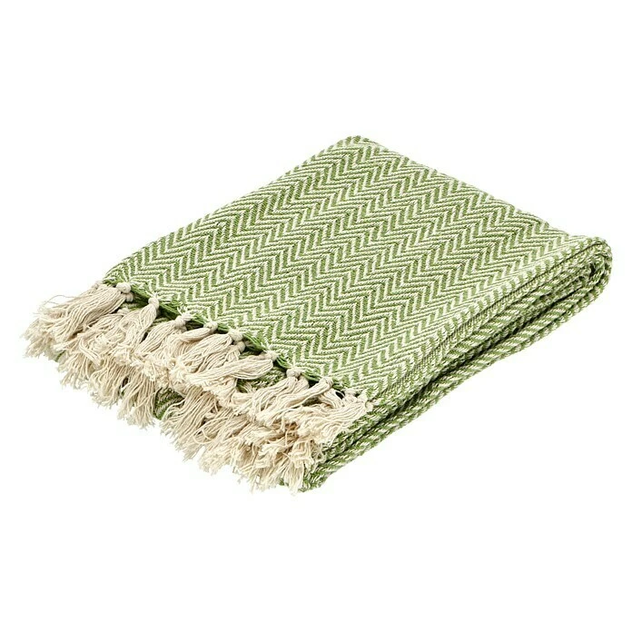 BAUHAUS Decke Zigzag Grün, 170 X 130 Cm, 100 % Baumwolle 5 BAUHAUS Decke Zigzag Grün, 170 X 130 Cm, 100 % Baumwolle – Bild 3