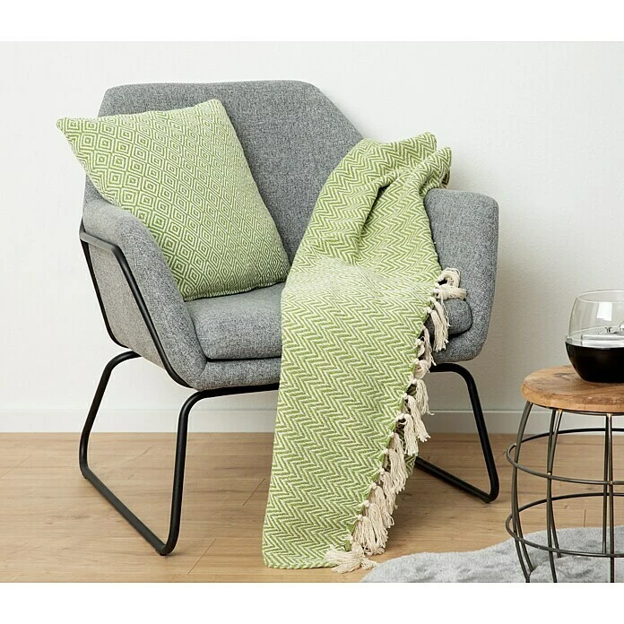 BAUHAUS Decke Zigzag Grün, 170 X 130 Cm, 100 % Baumwolle 7 BAUHAUS Decke Zigzag Grün, 170 X 130 Cm, 100 % Baumwolle – Bild 5