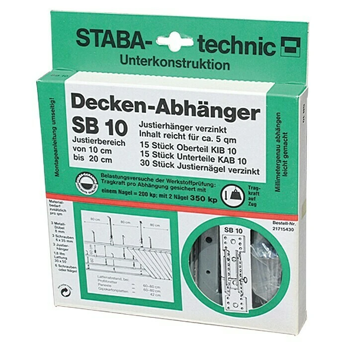 BAUHAUS Staba Deckenabhänger SB 10 Verstellbar: 10 Cm - 20 Cm, 15 Stk. 3 BAUHAUS Staba Deckenabhänger SB 10 Verstellbar: 10 Cm - 20 Cm, 15 Stk.
