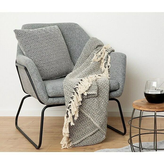BAUHAUS Kissen Zigzag Grau/Offwhite, 45 X 45 Cm, 100 % Baumwolle 6 BAUHAUS Kissen Zigzag Grau/Offwhite, 45 X 45 Cm, 100 % Baumwolle – Bild 4