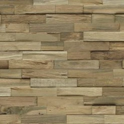 Alternative view of BAUHAUS Indo Holzpaneel 3D Wall Nature Teak, 500 X 200 X 10 Mm, 10 Paneele