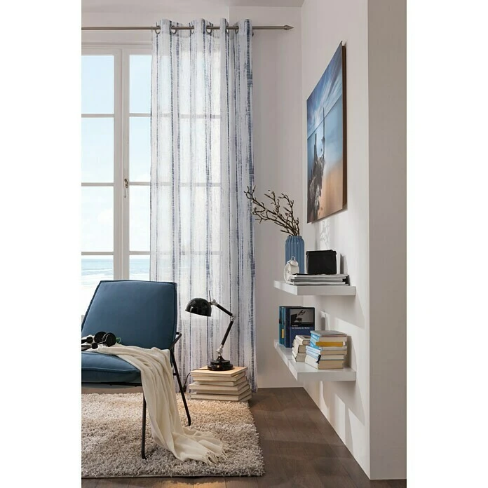 BAUHAUS Expo Ambiente Ösenschal Henry 135 X 245 Cm, 100 % Polyester, Blau 4 BAUHAUS Expo Ambiente Ösenschal Henry 135 X 245 Cm, 100 % Polyester, Blau – Bild 2