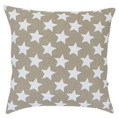 BAUHAUS Elbersdrucke Kissen Stars Allover, Braun/Weiß, 45 X 45 Cm, 100 % Baumwolle