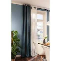 BAUHAUS Elbersdrucke Ösenschal Lino Petrol, 140 X 255 Cm, 100 % Polyester -BAUHAUS Shop 12 600