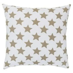 BAUHAUS Elbersdrucke Kissen Stars Allover, Weiß/Braun, 45 X 45 Cm, 100 % Baumwolle