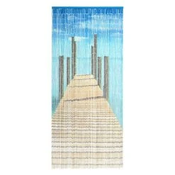 BAUHAUS Conacord Perlenvorhang Bridge Blau/Beige/Weiß, 90 X 200 Cm, Bambusstäbchen